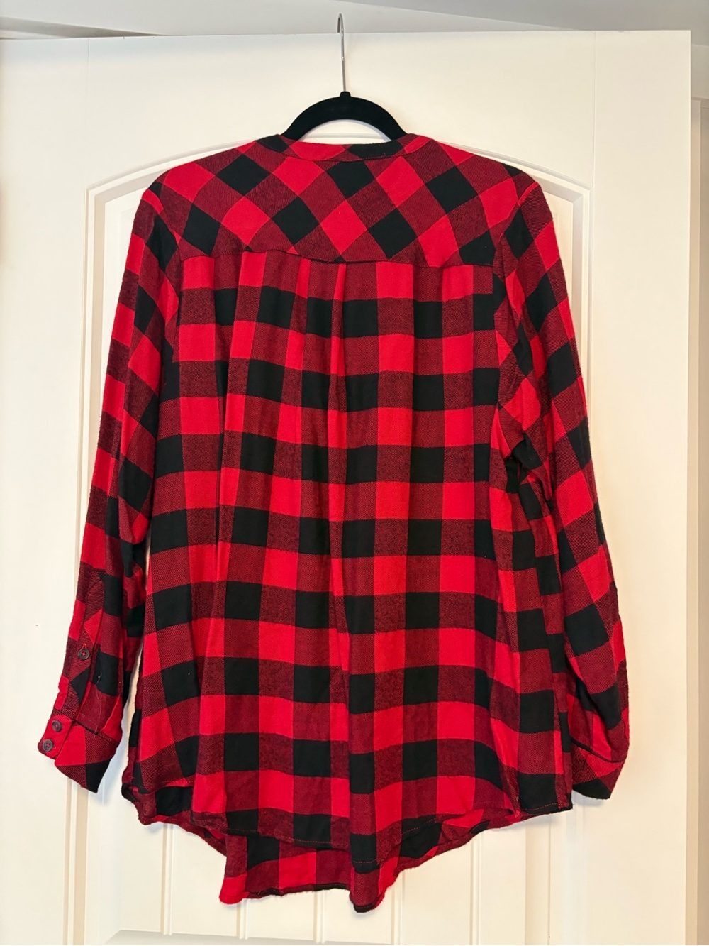 torrid Red and Black Plaid Button-Front Shirt - Picture 3 of 3